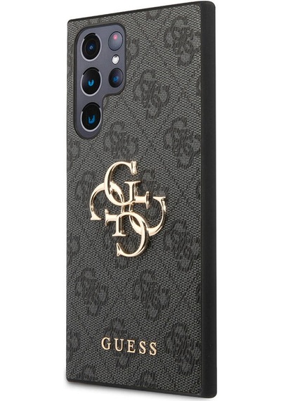 Galaxy Uyumlu S24 Ultra Kılıf Guess Lisanslı Pu Deri Yazı Ve 4g Metal Logolu Desenli Kapak Kahverengi