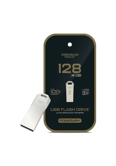 Powerway Premium 128 Gb 100mb/s Ultra Hızlı Usb 3.1 Metal Silver Flash Bellek