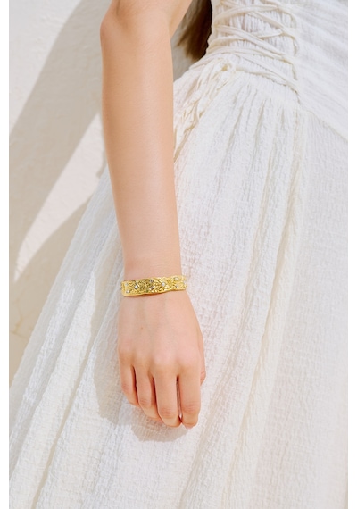 Moon Kabartmalı Taşlı Bileklik Gold Ss26blk00060-51