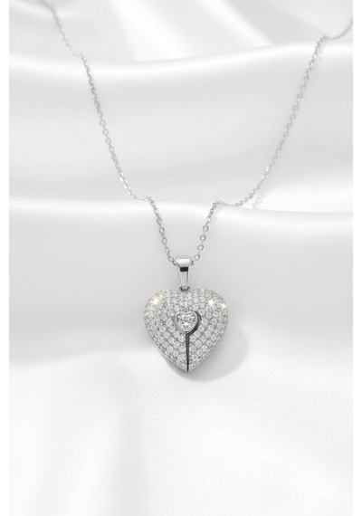 Çekirdekjewelry 925 Ayar Gümüş Kişiye Özel Kalp Kolye Rodyum