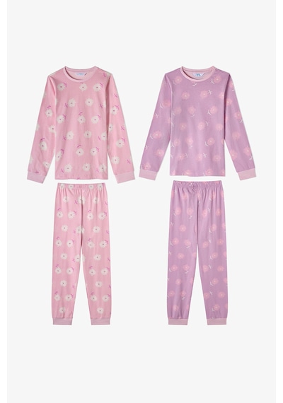 Penti Kız Çocuk Pembe Love&peace Pamuklu Uzun Kollu 2li Pijama Takımı