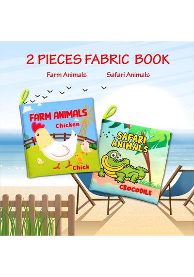 2 Kitap Tox Ingilizce Çiftlik Hayvanları ve Safari Hayvanları Kumaş