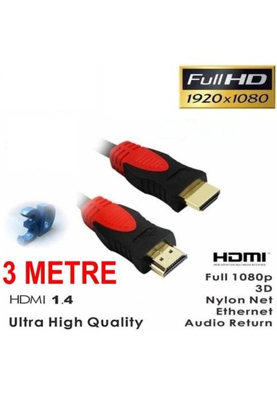 3M Metre Mt Hdmi Kablo Full Hd Altin Uçlu Lcd Tv Laptop Bilgisaya