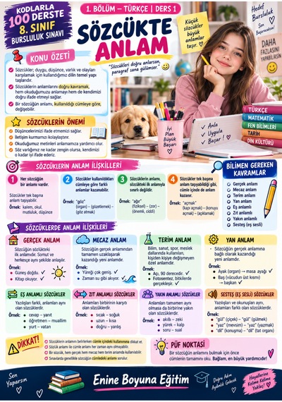 Kodlarla 100 Derste 8. Sınıf Bursluluk Sınavı Güncel Konu Anlatımlı Hazırlık Kitabı