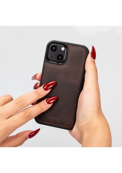 Bouletta Apple İphone 13 Mini Uyumlu Deri Arka Kapak Tn3 Kahve