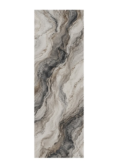 Kartela Halı Mineral Akış Gri Antrasit Koridor Mutfak Yolluk Halısı Kaymaz Taban 100x300 Cm