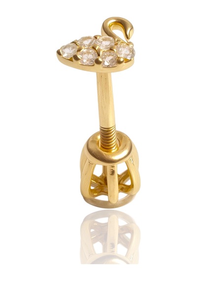 14 Ayar Altın Kuğu Model Taşlı Vidalı Tragus Küpe