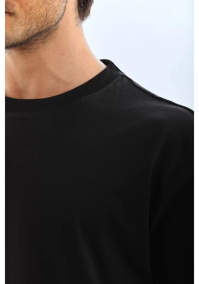 Veraura Lifestyle Unisex Oversize Düz Bisiklet Yaka T-shirt - Siyah