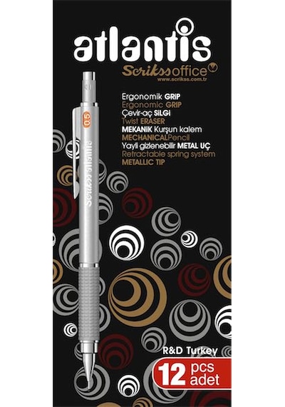 Scrikss Atlantis Versatil 0.5 Mm Gümüş Renk 12 Li Çok Renkli