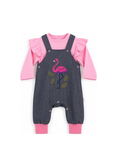 Babyhola Bayramlık Kız Bebek Çocuk Flamingo Bayramlık Salopet Badi Takım 23388 Kırmızı