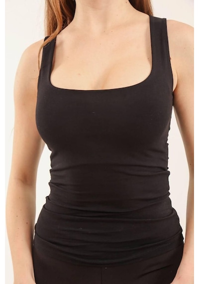 Balenbi Kadın Basic Geniş Askılı Uzun Penye Body 1068 Siyah
