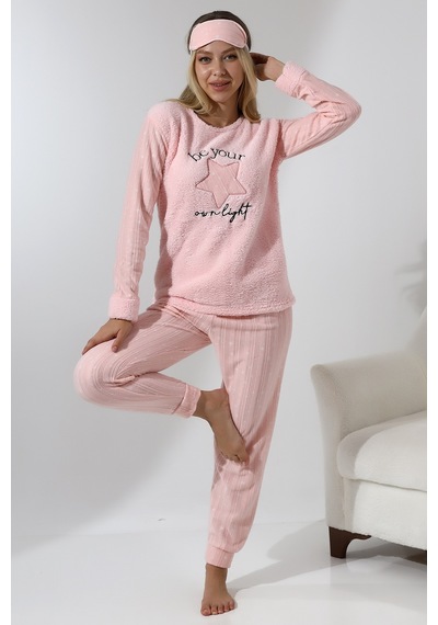 Wordex Fawn 5018 Peluş Welsoft Polar Kışlık Yıldızlı Yumoş Kadın Pijama Takımı Toz Pembe Wordex Fawn 5018 Peluş Welsoft Polar Kışlık Yıldızlı Yumoş Kadın Pijama Takımı Toz Pembe
