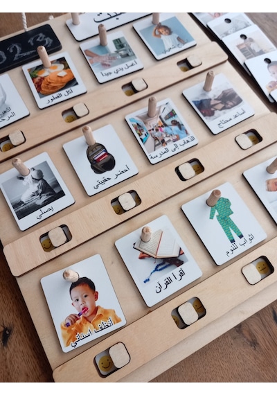 Arapça Montessori Büyük Boy Sorumluluk Alma Beceri Ve Görev Tablosu Günlük Rutinim