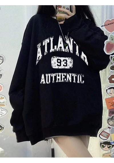Startmore Coke Serisi Letter Graphic Drop Shoulder Pullover Siyah