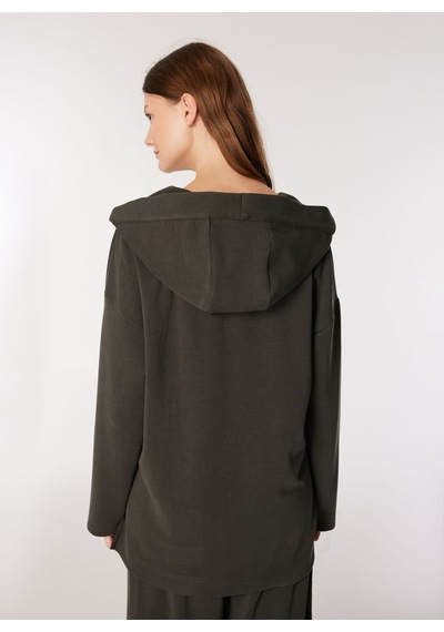 Jeep Haki Kadın Kapüşonlu Oversize Baskılı Sweatshirt C4wl-swt4420