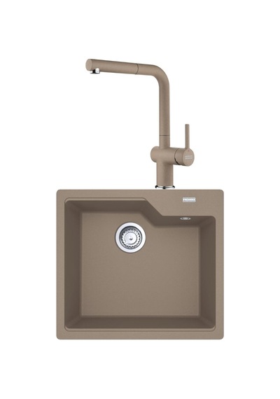 Franke Ubg 610-56 Granit Oyster Evye, Actıve Plus Doccıa 2.0 Spiralli, Oyster Armatür Kahverengi