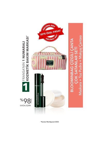 Yves Rocher Bloominbag Çizgili Çanta Seti- Toz Pudra 8.5 G & Maskara 7.8 Ml
