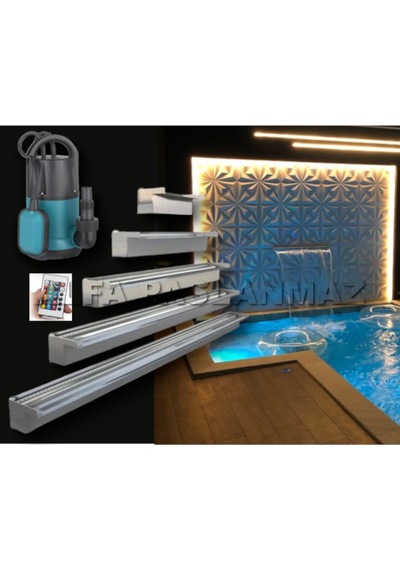 50 CM 304 Kalite Rgb Ledli Paslanmaz Duvar Şelalesi+Pompa Dahil