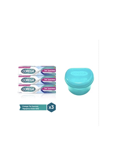 Corega Süper Protez Yapıştırıcı Tat İçermez 3 x 40 G + Protez Kabı