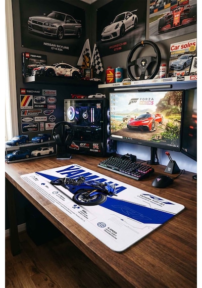 Yamaha R1 40x90 Cm Oyuncu Mousepad Kaymaz Taban Büyük Boy Mousepad Beyaz