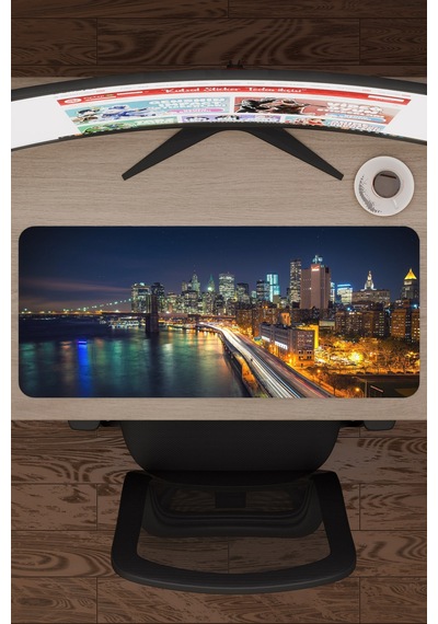 New York Amerika V4 70x30 Xl Gaming Kauçuk Kaymaz Taban Mouse Pad Fare Altlığı
