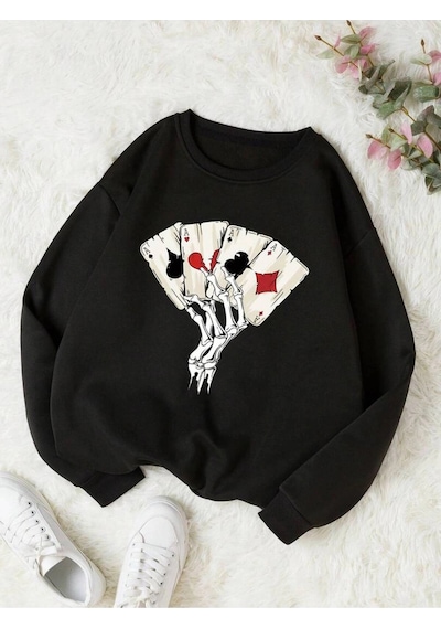 Startmore Adrift As Renkli Oversize Bisiklet Yaka Pamuklu Sweatshirt Siyah Siyah