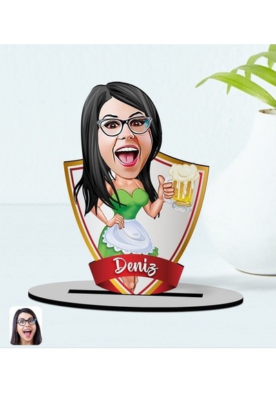 Kişiye Özel Isimli Kadın Karikatürlü Ahşap Biblo Model-30