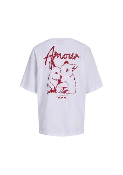 Jack & Jones Kadin Sirt Baskili Bol Kalip Tisört - Valentine - 12275280 - 1 Beyaz