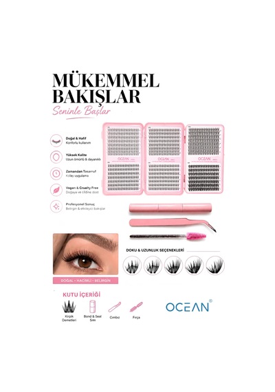 Takma Kirpik Seti, 960 Adet Kirpik, Kirpik Cımbızı, Eyeliner Yapıştırıcı 10d-20d-30d-40d