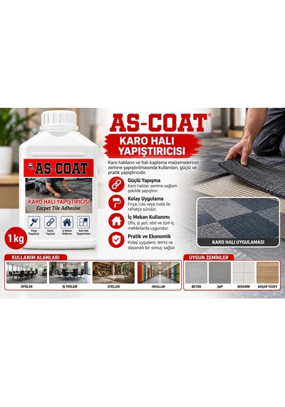 As-coat Karo Halı Yapıştırıcısı Net 1 Kg Zemin Ve Halı Kaplama Tutkalı
