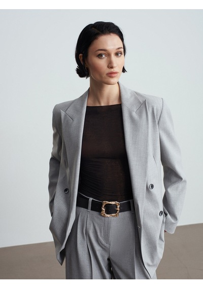 Dilvin 60783 Kruvaze Blazer Ceket-gri Gri