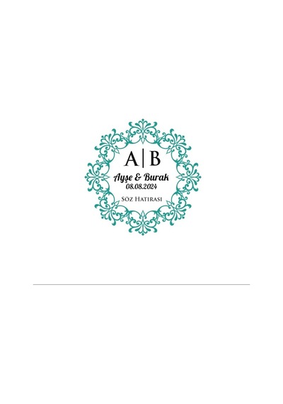Kare İçinde Yuvarlak Mühür Kına Nişan Düğün 3x3 Cm Özel Etiket / 50 Adet Sticker Beyaz