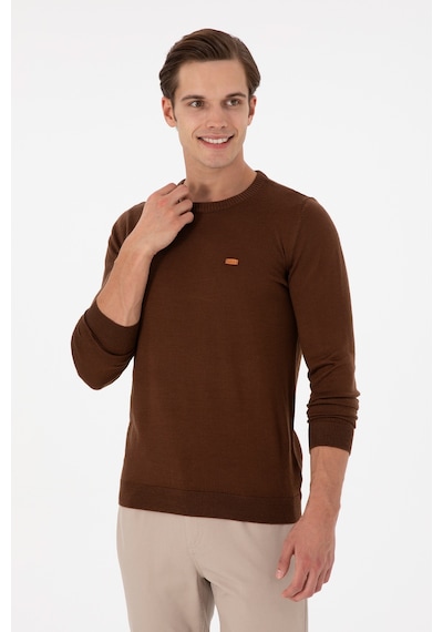 U.S. Polo Assn. Erkek Slim Fit Bisiklet Yaka Kahverengi Kazak 50297040-VR158