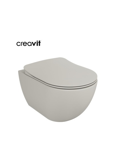 Creavit Free Rim-off Asma Klozet Cool Grey + Creavit Cool Grey Yavaş Kapanan Kapak Beyaz