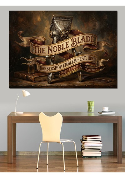 The Noble Blade Berber Usturası Dekoratif Kanvas - Mdf Ahşap Tablo