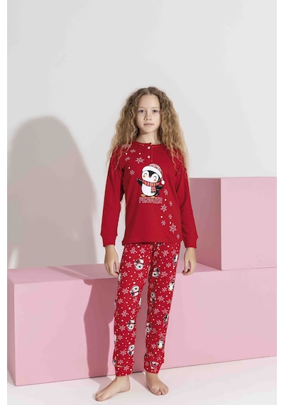 Tarık 5-9 Yaş Kız Çocuk Penguen Baskılı İnterlok Pijama Takımı 3191270 - Kırmızı Kırmızı Tarık 5-9 Yaş Kız Çocuk Penguen Baskılı İnterlok Pijama Takımı 3191270 - Kırmızı Kırmızı