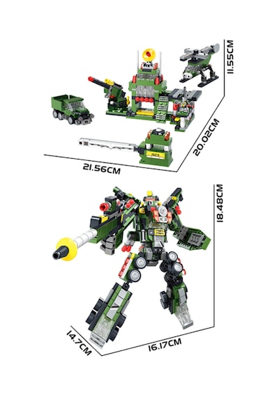 8in2 Dönüşebilen Robot Ve Askeri Araçlar Blok Seti - 721 Parça