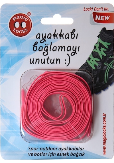 Magic Locks Akılı Elastik Yassı Bağcık-Neon Pembe Neon Pembe