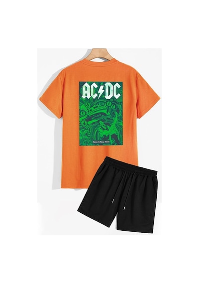 Uyguntarz Acdc Şort T-shirt Eşofman Takımı Turuncu