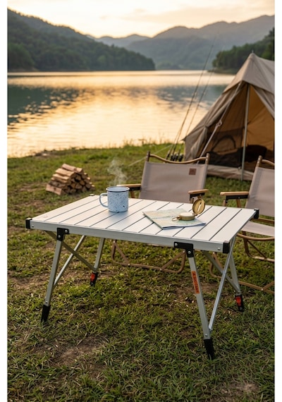 Baycamp Alüminyum Katlanır Büyük Boy Kamp Masası Y:72xg:89xd:49 Cm Gri