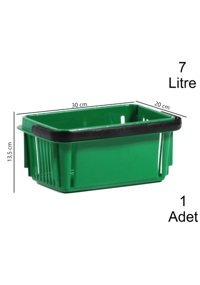 7 Litre Plastik Kozmetik Alışveriş El Sepeti Yeşil 1 Adet / En:20 Boy:30 Yükseklik:13,5 Cm Yeşil