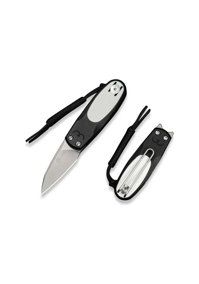 Civivi Purr Black & White G10 Handle Stonewashed Nitro-v Blade Kamp Çakı Siyah