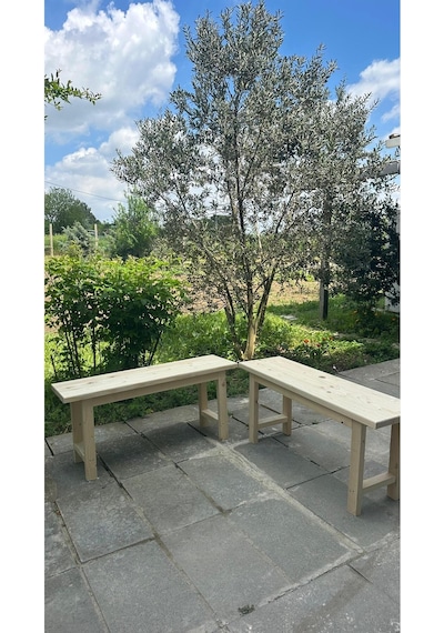 Naturel Ahşap Ladin Modern Bench Tabure 30x100