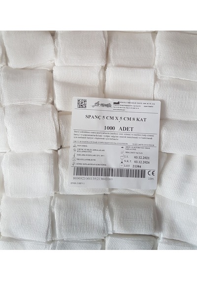 Ağaoğlu Non Steril Spanç 8 Kat  5 x 5 CM 1000 Adet