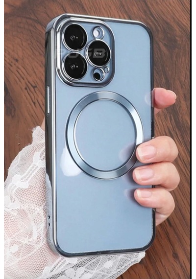 iPhone Uyumlu 11 Promax Logo Açık Kamera Lens Korumalı Arkası Şeffaf Yumuşak Silikon Kapak Telefon Kılıfı Mavi