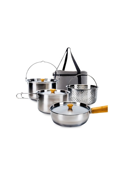 Kingcamp Cookware Set Paslanmaz Çelik Kamp Tencere Seti Gri