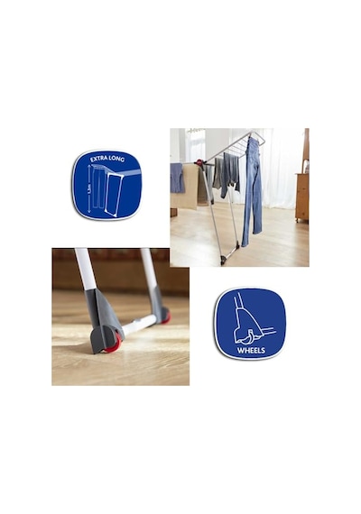 Vileda Infinity Flex 2 Metre'ye Kadar Uzatılabilir, 30 Metre Kurutma Alana Sahip Çamaşır Kurutmalığı 40 x 19