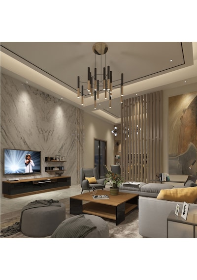Trendstyle 4s Mdf Tv Ünitesi Ve Orta Sehpa 2'li Set - Ceviz Siyah Ceviz - Siyah