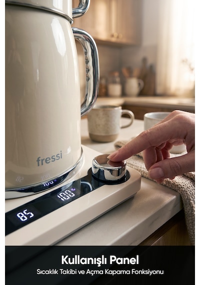Fressi Dijital Standlı Çelik Çay Makinesi 2 In 1 Su Isıtıcısı & Çaycı Fr-cm26 Lavena