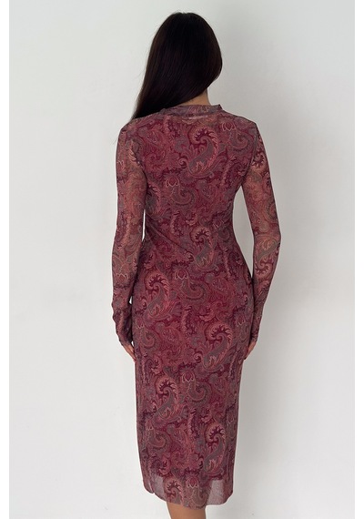 Noa & Noa Kadın Paisley Desenli Midi Elbise Burgundy Veil Bordo Noa & Noa Kadın Paisley Desenli Midi Elbise Burgundy Veil Bordo